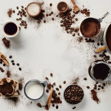 Coffee and ingredients Stock Illustration