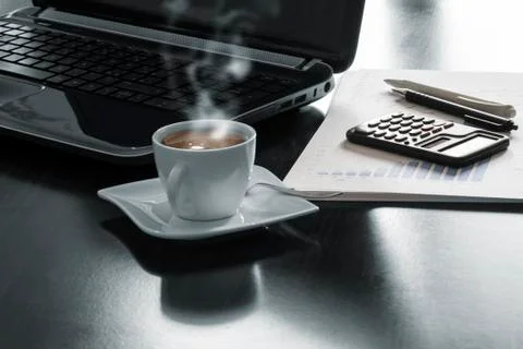 Coffee and laptop Stock Photos