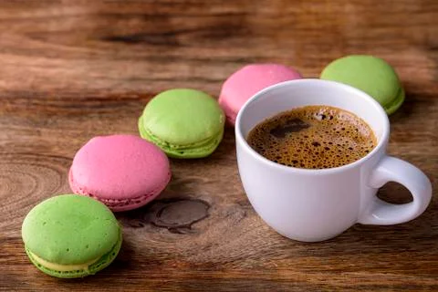 Coffee and macaron Stock Photos