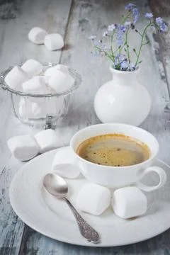 Coffee and marshmallows Stock Photos