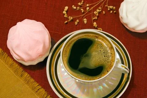 Coffee and marshmallows Stock Photos
