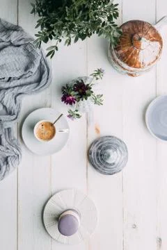 Coffee and marshmallows Stock Photos