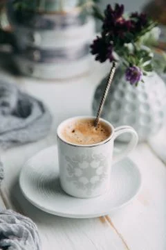 Coffee and marshmallows Stock Photos