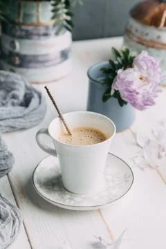 Coffee and marshmallows Stock Photos