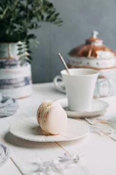 Coffee and marshmallows Stock Photos