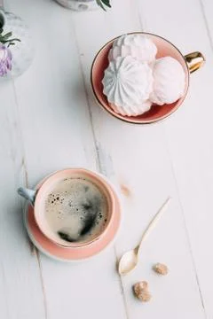 Coffee and marshmallows Stock Photos
