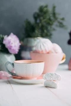 Coffee and marshmallows Stock Photos