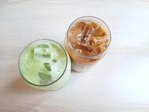 Coffee and matcha Stock Photos