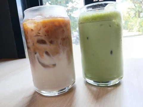 Coffee and matcha Stock Photos