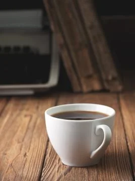 Coffee and old typewriter Stock Photos