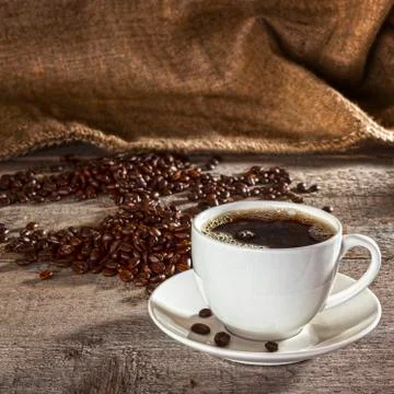Coffee and rustic background Stock Photos