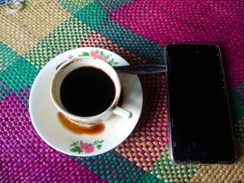 Coffee and Smartphone Stock Photos