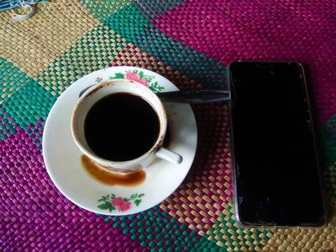 Coffee and Smartphone Stock Photos