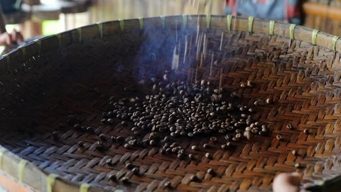 Coffee and smoke handmade process 스톡 동영상 116336684