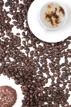 Coffee and snack flatlay Stock Photos