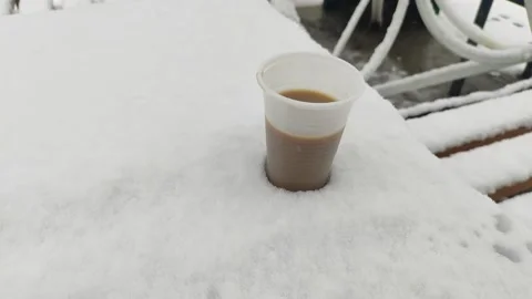 Coffee and the snow Video stock 221837259