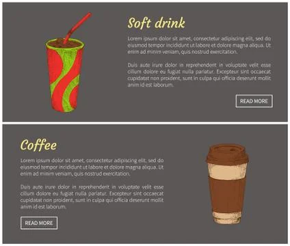 Coffee and Soft Drink Set Vector Illustration Stock Illustration