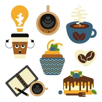 Coffee and sweets set. Stock Illustration