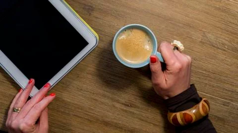 Coffee and tablet Stock Photos