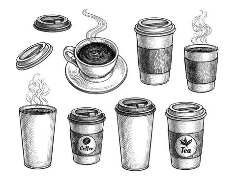 Coffee and tea big set. Stock Illustration