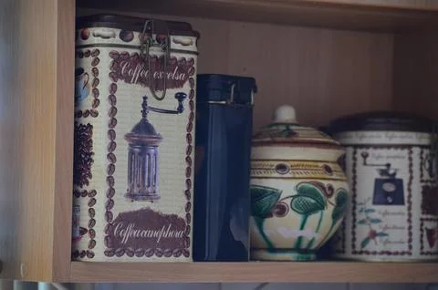 Coffee and tea boxes 스톡 사진