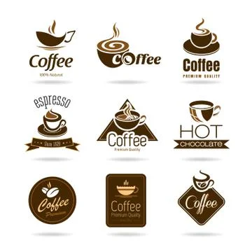 Coffee and tea cup set, vector icon collection Stock Illustration