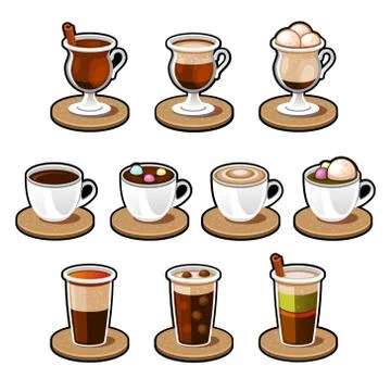 Coffee and tea cup set. Stockillustratie