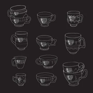 Coffee and tea cups icon. Vector collection. Stock Illustration
