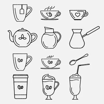 Coffee and tea cups. Stock Illustration