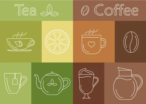 Coffee and tea cups Illustrazione stock