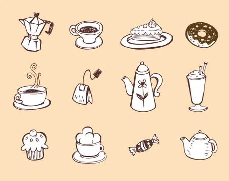 Coffee and tea design elements Stock Illustration