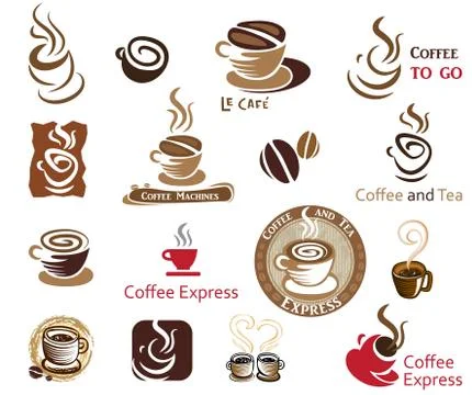Coffee and Tea design elements 스톡 일러스트