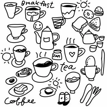 Coffee and tea doodle Stock Illustration
