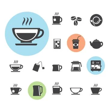 Coffee and tea  icon set Stock Illustration