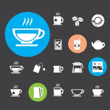 Coffee and tea  icon set Stock Illustration