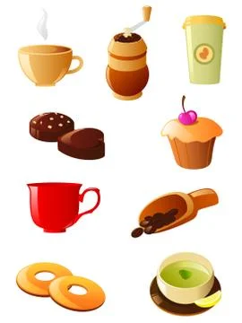 Coffee and tea icon set Stock Illustration