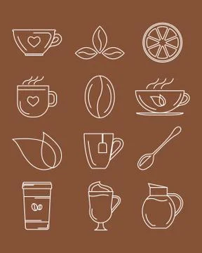 Coffee and tea icons. vector illustration. Illustrazione stock