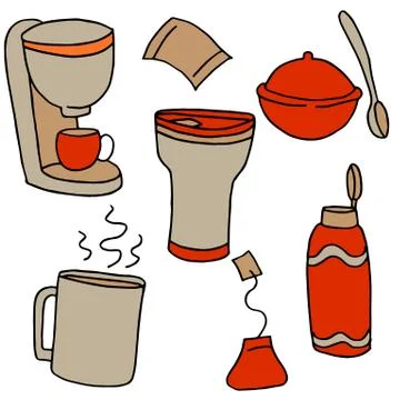 Coffee and tea items Stock Illustration