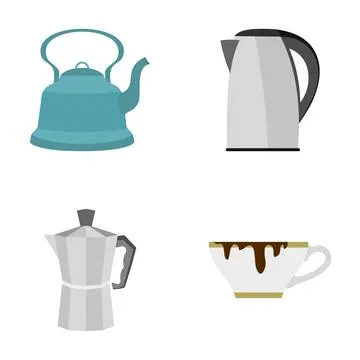 Coffee and tea preparation kitchen appliances collection Stock Illustration