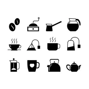 Coffee and tea simple flat style vector icon 스톡 일러스트