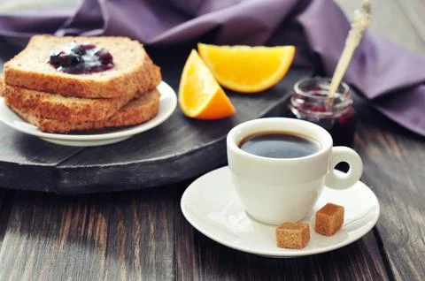 Coffee and toast Stock Photos