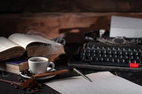 Coffee and a typewriter Stock Photos