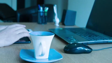Coffee and Work Stock Footage 68033755