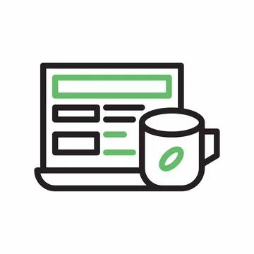 Coffee and Work icon vector image. Stock Illustration