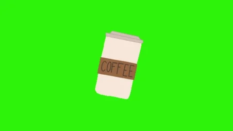 Coffee animation on green screen Vidéo 330216294