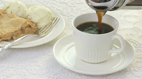 Coffee with Apple Pie 01 Stock Footage 10749303