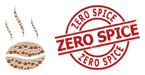 Coffee Aroma Icon Recursion Mosaic and Scratched Zero Spice Stamp Stock Illustration