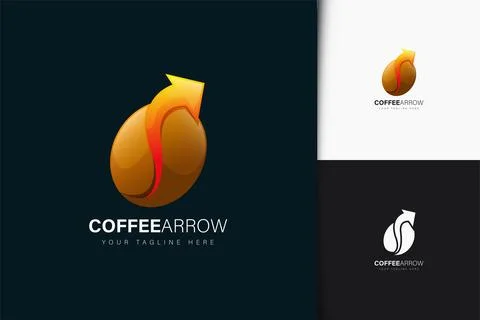 Coffee arrow logo design with gradient Stock Illustration