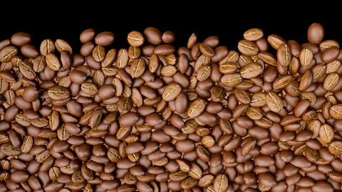 Coffee Background with beans scattered black. Illustration. 스톡 일러스트