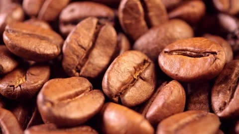 Coffee background. close up of roasted coffee beans with zoom in motion Stock Footage 270410459
